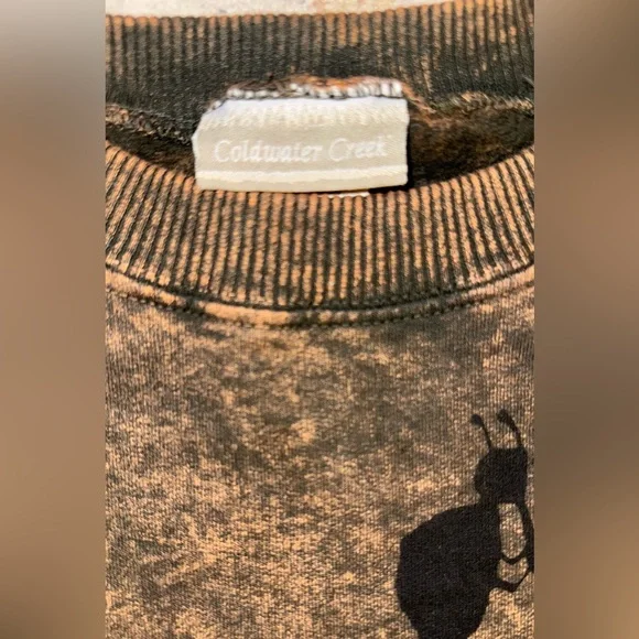 Vintage Sweatshirt Coldwater Creek Size 2X Black Orange Aztec Print Womens Top - Picture 3 of 4